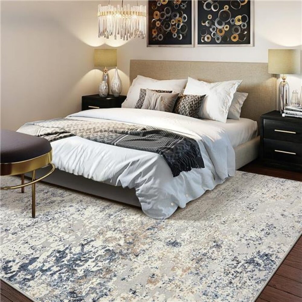 Area Rug Living Room Rugs - 8x10 Abstract Large Soft Indoor Washable Rug - Picture 3 of 7